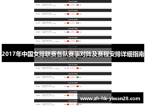 2017年中国女排联赛各队赛事对阵及赛程安排详细指南